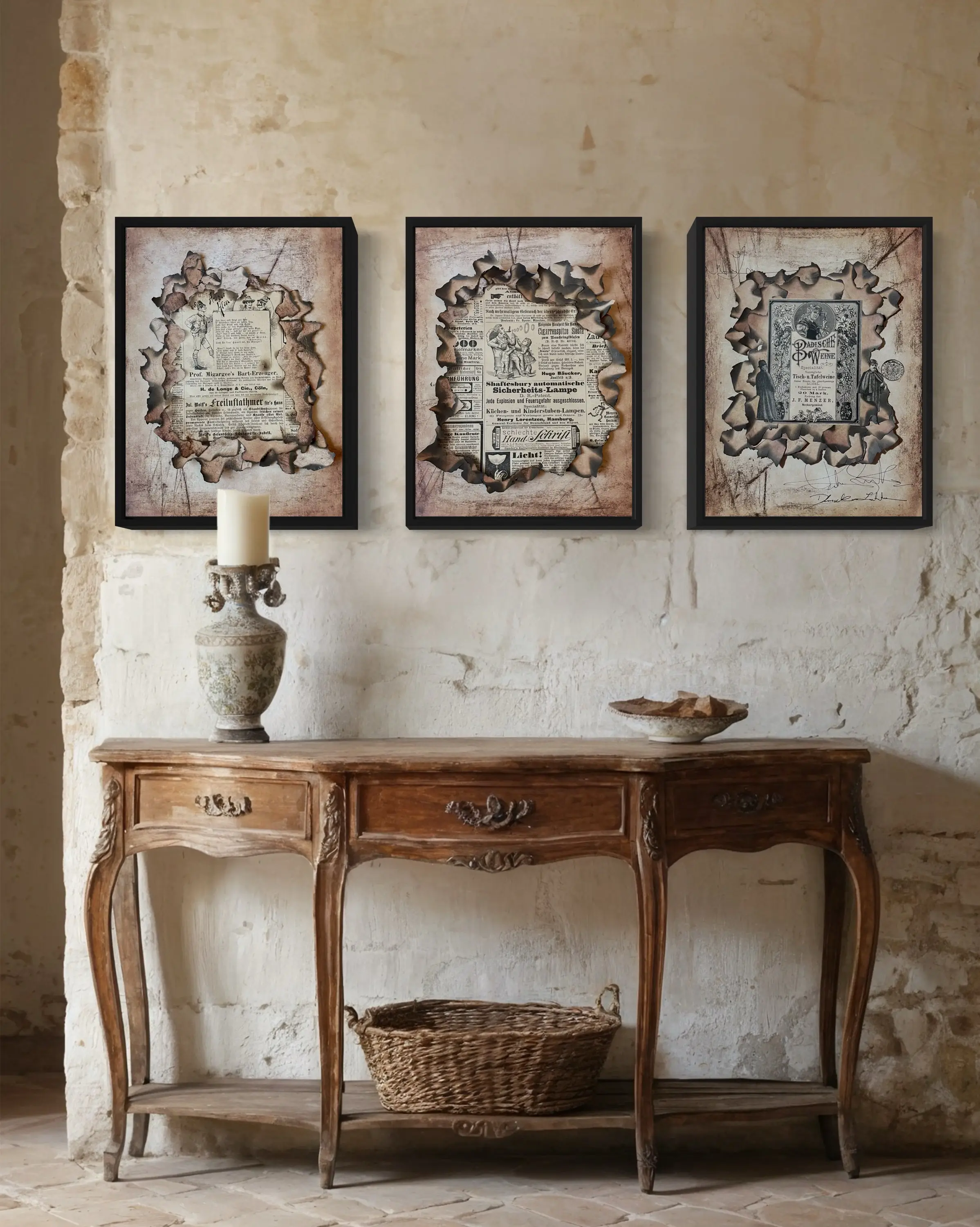 Artwork or textile design products with a specific technique and the name Collage vintage 3D